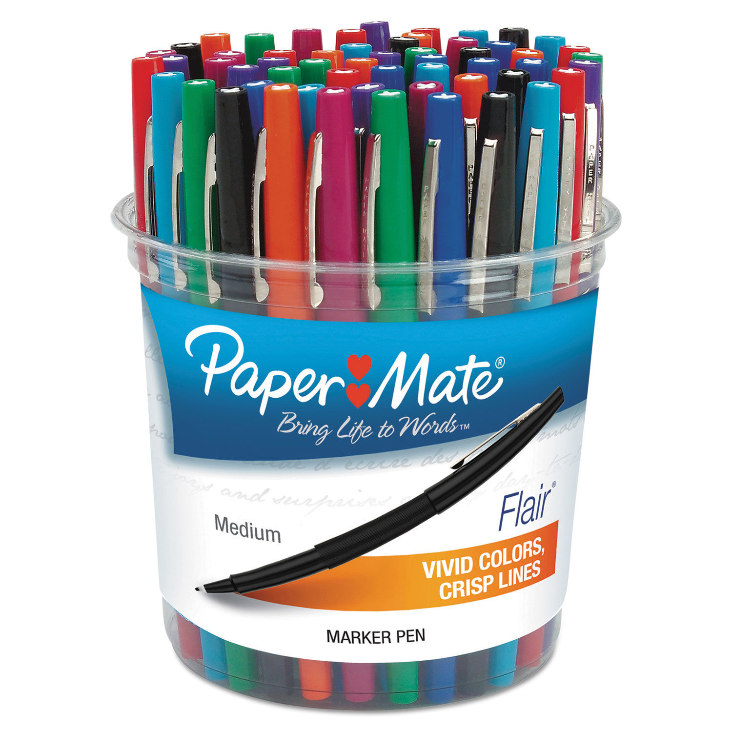 Paper Mate Flair Green Felt Tip Pens Point Guard, Bulk Pack of 24