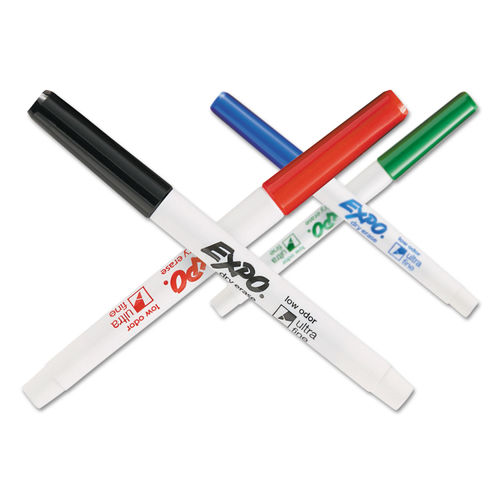 Low-Odor Dry-Erase Marker, Extra-Fine Bullet Tip, Assorted Colors, 4/Pack -  Office Express Office Products