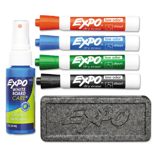 Expo Low Odor Dry Erase Vibrant Color Markers, Broad Chisel Tip, Assorted Colors, 36/Pack