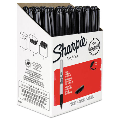 Fine Tip Permanent Marker Value Pack, Fine Bullet Tip, Black, 36/Pack