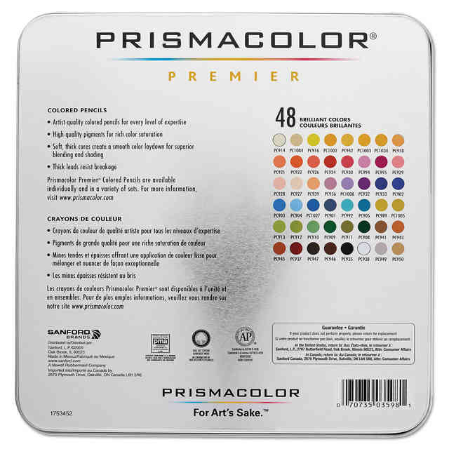 Prismacolor Colored Pencils Set of 150 Color Chart with numbers and names  filled in with color. #Prismaco…