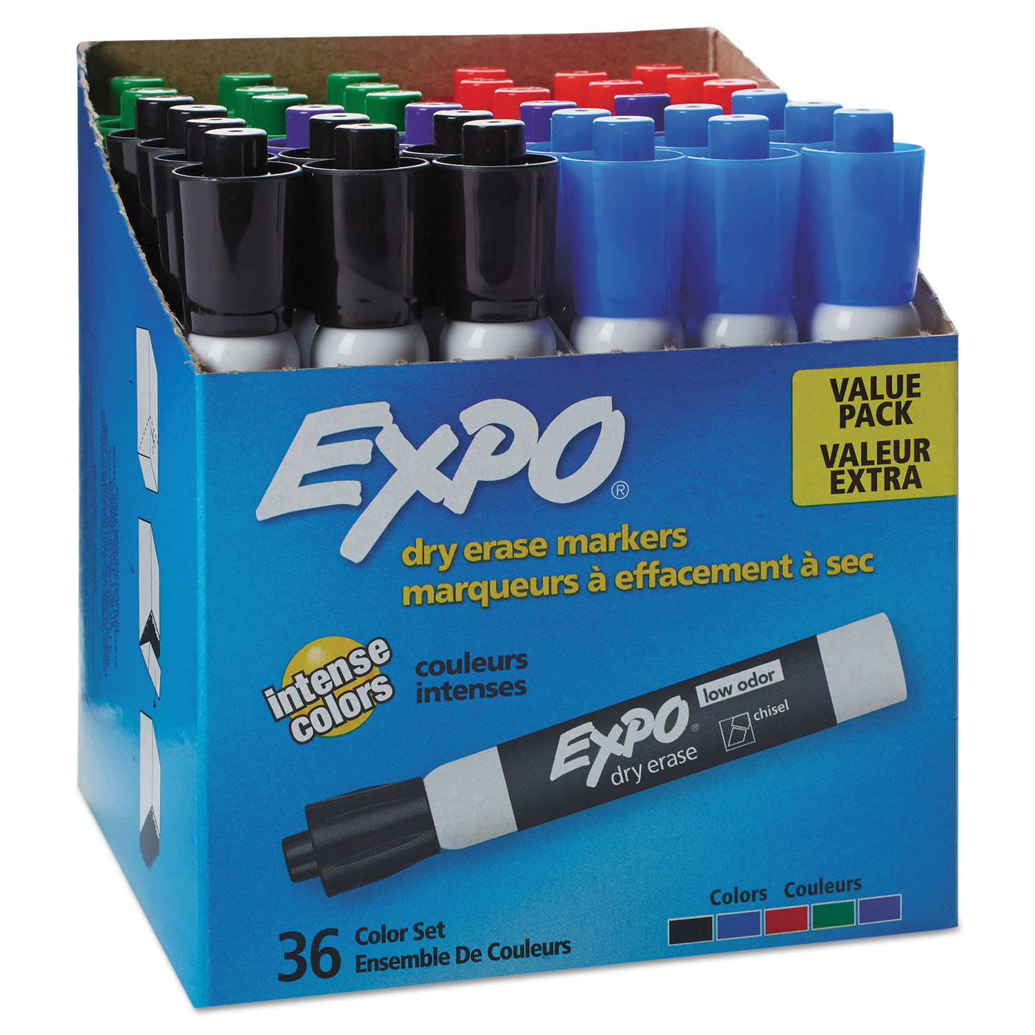 EXPO Low Odor Ultra Fine Tip Dry Erase Markers Assorted Colors Pack Of 36 -  Office Depot