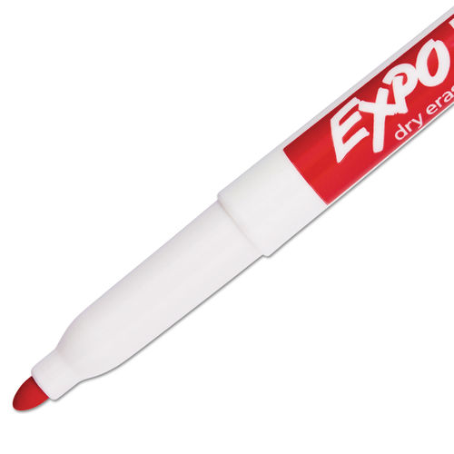 EXPO 80889: Extra Fine Dry Erase Markers with Eraser – Fine Point Type –  Red – Red Barrel – 1 Each