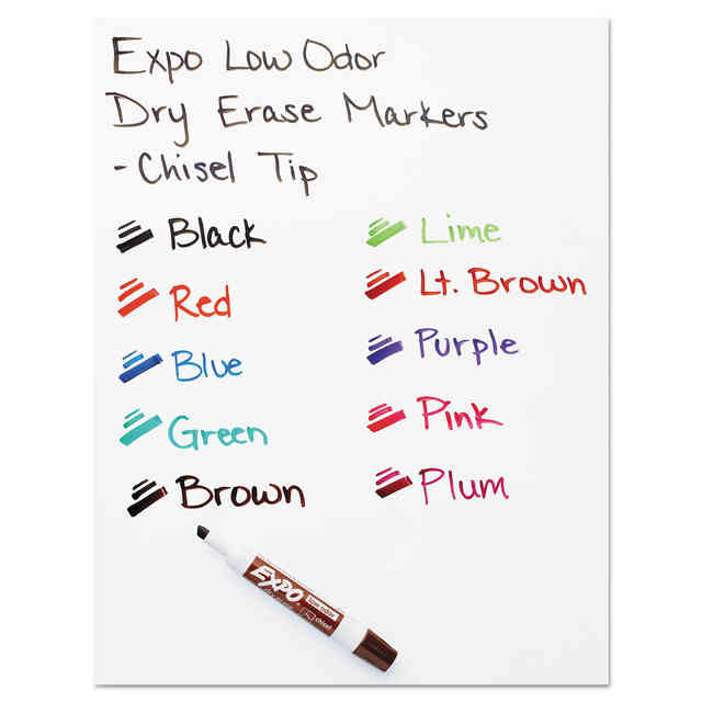 80001 Expo Low Odor Dry Erase Whiteboard Marker, Chisel Tip, Black, Pack of  5