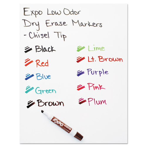 Expo Low Odor Dry Erase Markers, Chisel Tip, Black, 8 Count