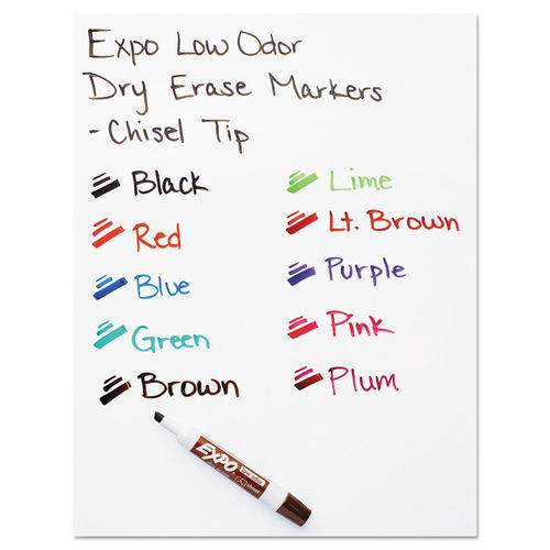 Low-Odor Dry-Erase Marker, Broad Chisel Tip, Black, Dozen -  mastersupplyonline