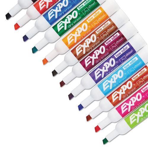 Expo Low Odor Dry Erase Marker, Chisel Tip, Assorted, 16-Set