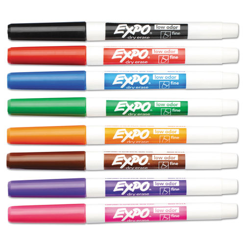 Expo Low Odor Dry Erase Markers, Fine Tip - Office Pack, Assorted Colors, 36-Pack