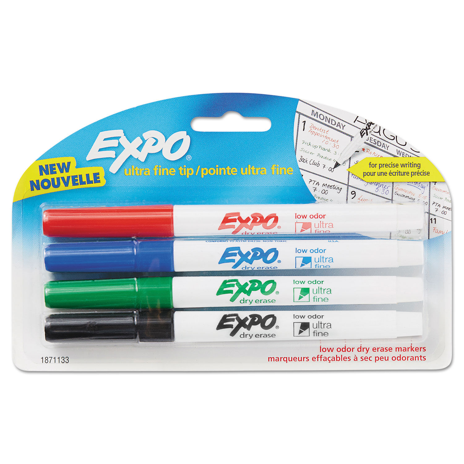 Expo Low Odor Ultra Fine Tip Dry Erase Markers with Built-in