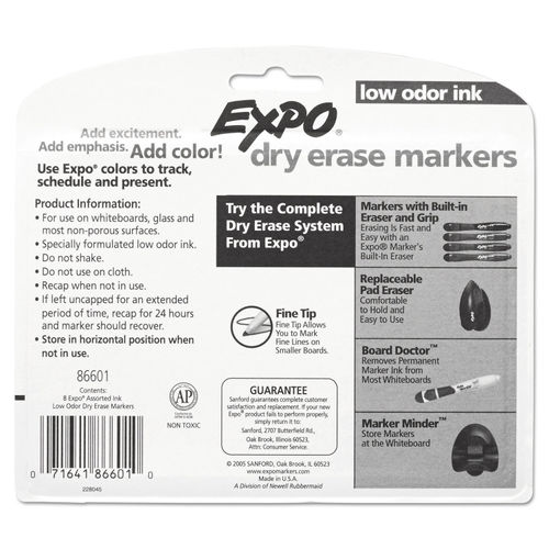 Sanford Expo Low Odor 4-Color Fine Tip Dry Erase Marker Set