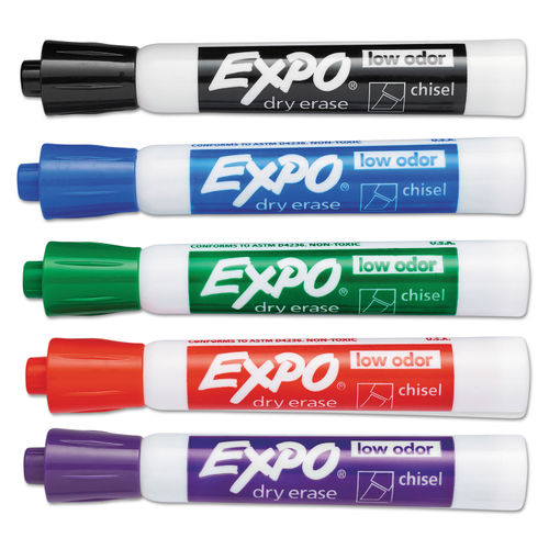 Expo Low-Odor Dry-erase 8-Color Marker Set - Chisel Marker