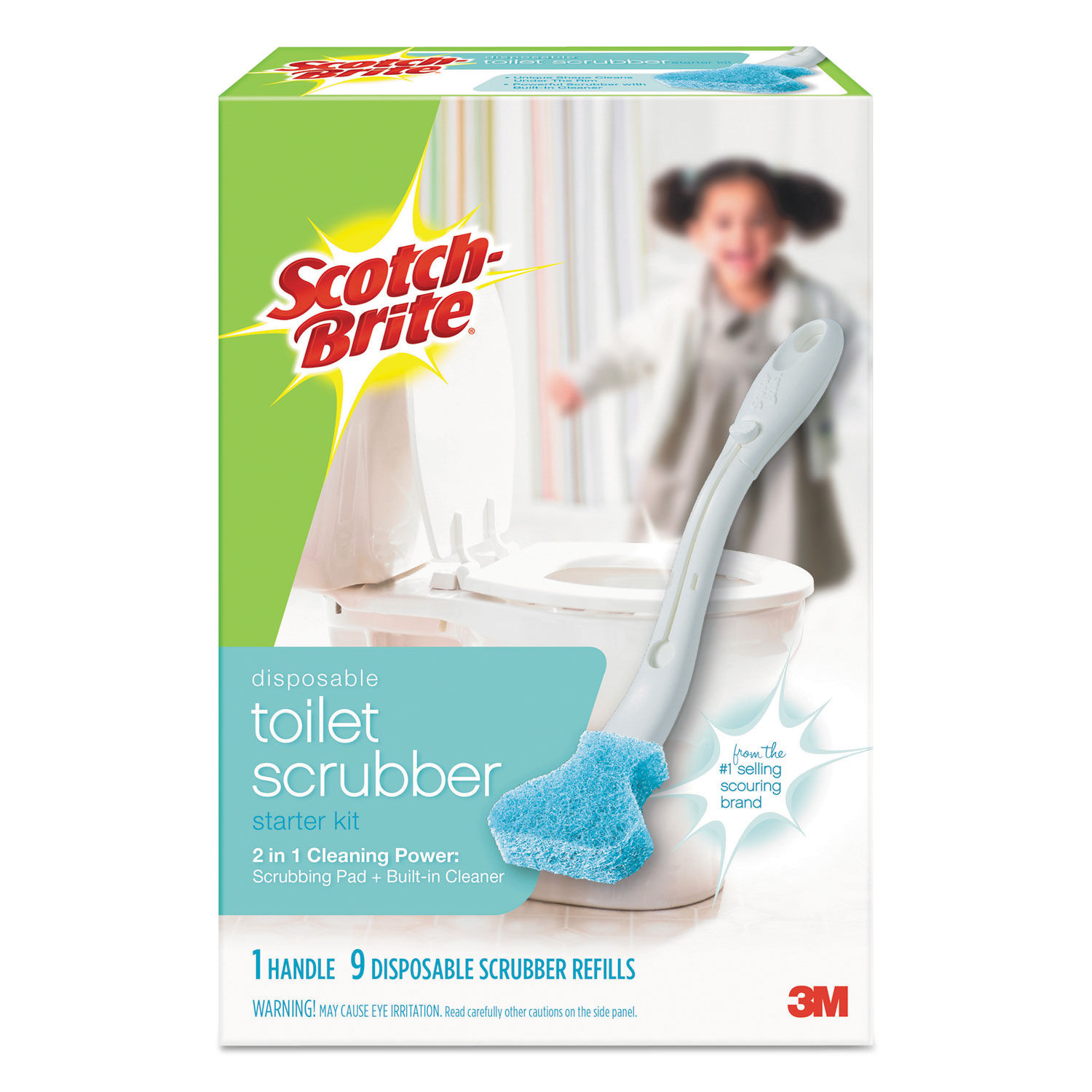 Scotch-Brite Toilet Scrubber Starter Kit, 1 Handle and 5 Scrubbers,  White/Blue