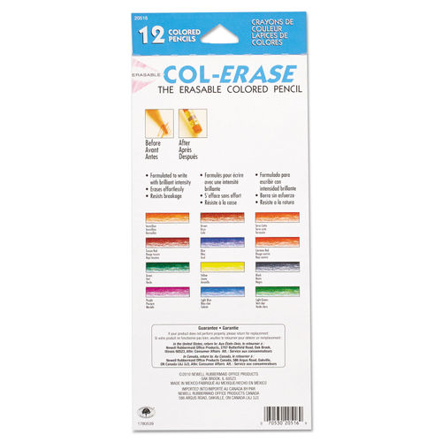 Prismacolor 20516 Col-Erase 12 Assorted Woodcase Barrel 0.7mm Soft Lead Colored  Pencils with Eraser