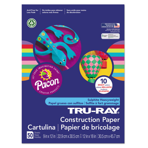 Pacon Tru-Ray Heavyweight Construction Paper White 9 x 12 50 Sheets