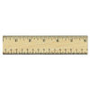 UNV59021 - Flat Wood Ruler w/Double Metal Edge, Standard, 12" Long, Clear Lacquer Finish