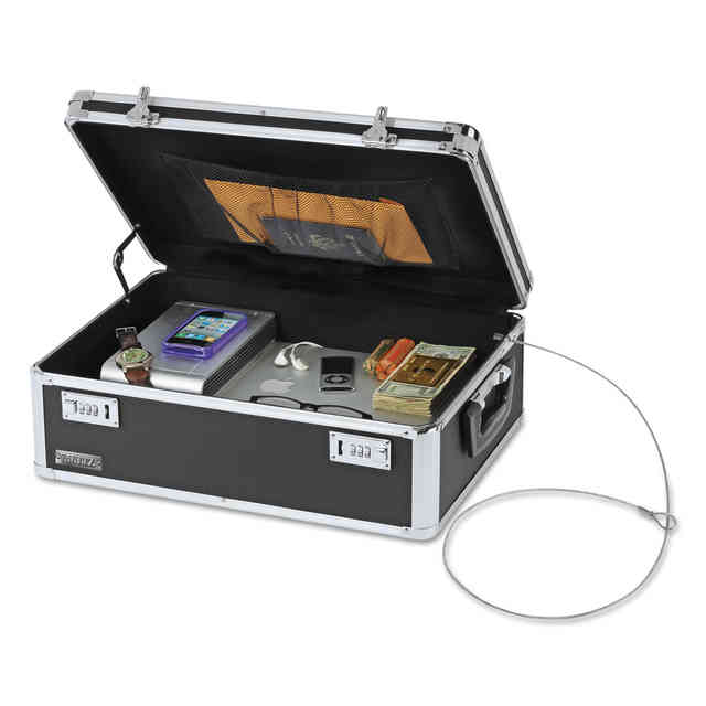 Locking Storage Chest, Medium Density Fiberboard, 14.5 x 8 x 19.5, Black Locking Storage Chest, Medium Density Fiberboard, 14.5 x 8 x 19.5, Black