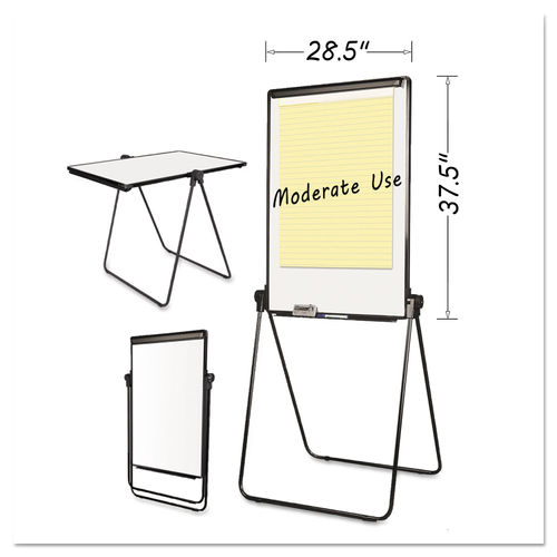 Silver Easy Clean Whiteboard Easel with Pen Cups