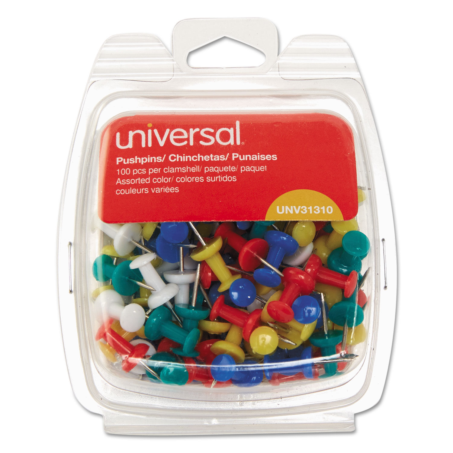 Colored Push Pins Plastic Assorted 3/8 400/Pack Universal