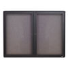 QRT2364L - Enclosed Indoor Fabric Bulletin Board with Two Hinged Doors, 48 x 36, Gray Surface, Graphite Aluminum Frame