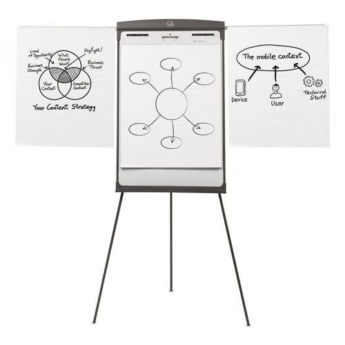 Quartet Easel, Magnetic Whiteboard/Flipchart, 27 x 35, 70 Tall, Graphite  (67E)