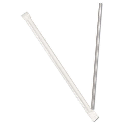 Choice 12 Jumbo Translucent Wrapped Straw - 500 per Box