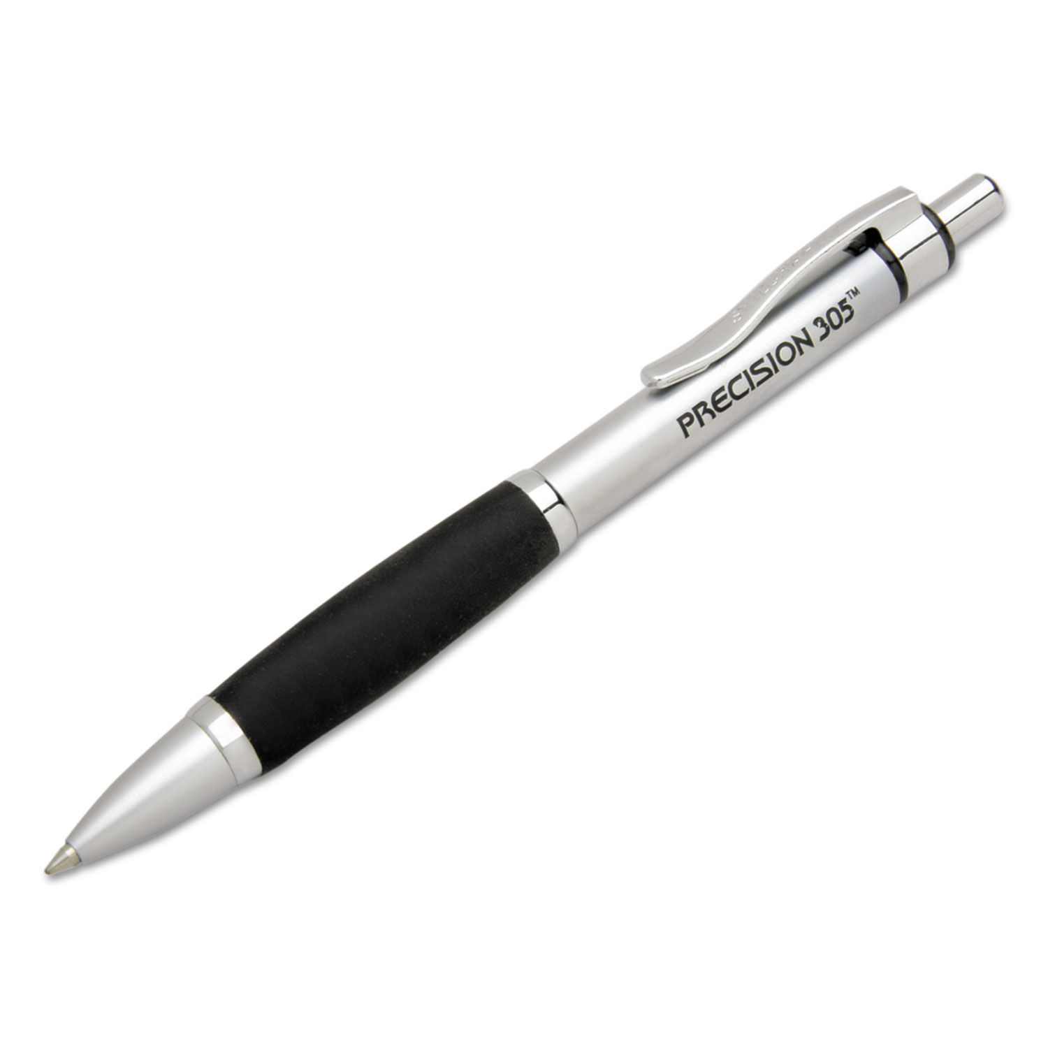 Silver Barrel Ballpoint Pen w/Colored Rubber Grip