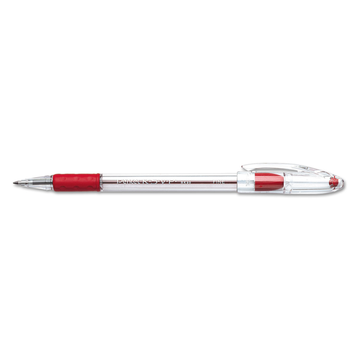 Pentel R.S.V.P. Ballpoint Pens Fine Point 0.7 mm Clear Barrel Red Ink Pack  Of 12 - Office Depot