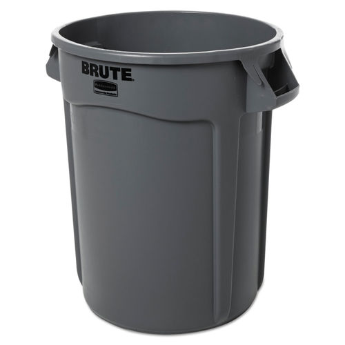 Rubbermaid BRUTE 55 Gallon Blue Round Trash Can with Lid and Dolly