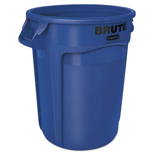 Vented Round Brute Container 55 Gal Blue Resin Rubbermaid Commercial