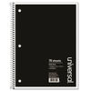 UNV66620 - Wirebound Notebook, 1-Subject, Wide/Legal Rule, Black Cover, (70) 10.5 x 8 Sheets