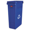 RCP354007BE - Slim Jim Plastic Recycling Container with Venting Channels, 23 gal, Plastic, Blue