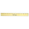 ACM05221 - Flat Wood Ruler with Two Double Brass Edges, Standard/Metric, 12", Clear Lacquer Finish