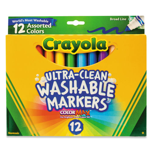 Crayola Ultra-Clean Washable Markers, Fine Line, Assorted Colors