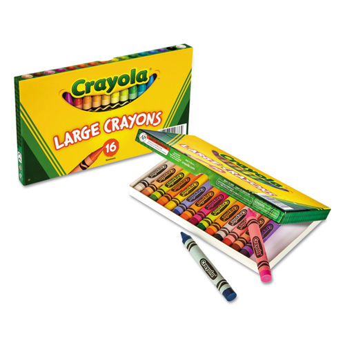 Crayola Crayons Large Assorted Colors Box Of 16 Crayons - Office Depot