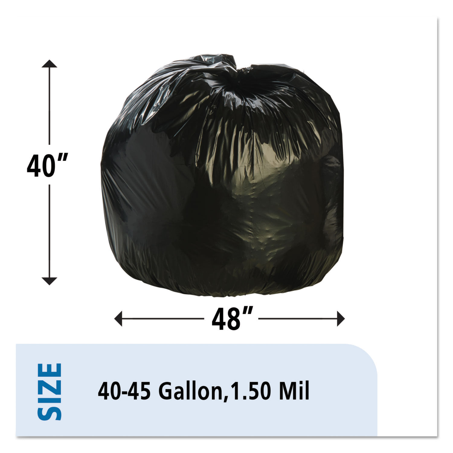 40-45 Gallon Regular Duty Trash Bags - 0.7 Mil - 125/case