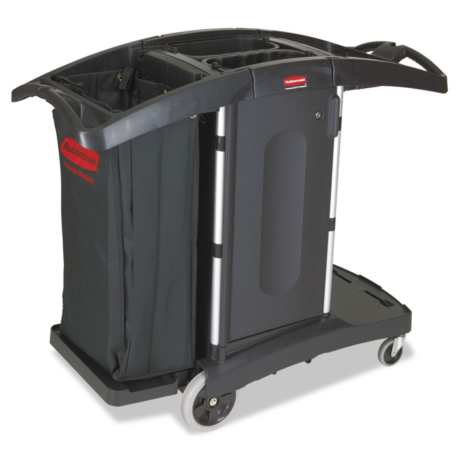 Rubbermaid Black Deluxe High-Security Metal Housekeeping Cart