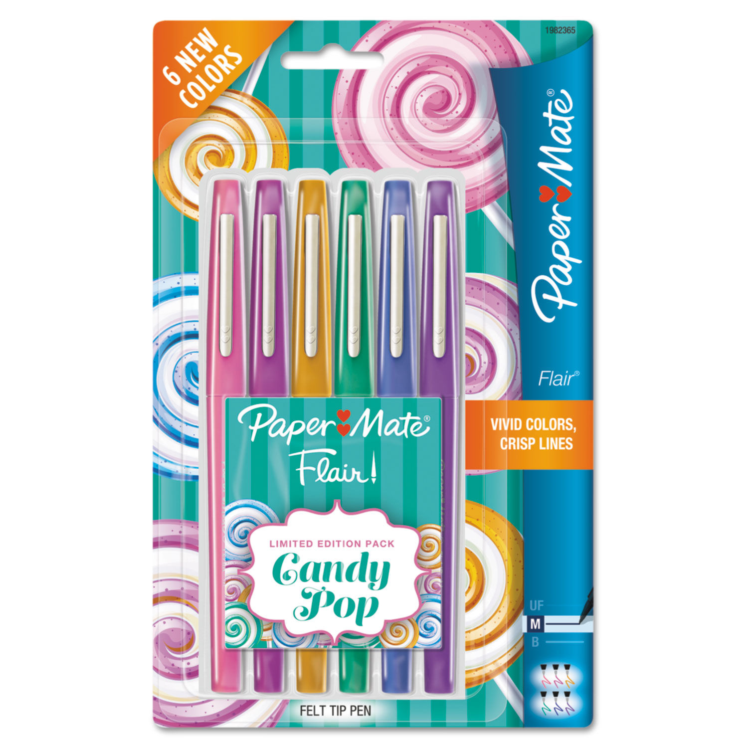 Paper Mate Flair Candy Pop Stick Porous Point Pen, 0.7mm, Assorted Ink/Barrel, 36/Pack