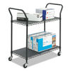 SAF5337BL - Wire Utility Cart, Metal, 2 Shelves, 400 lb Capacity, 43.75" x 19.25" x 40.5", Black