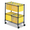 SAF5278BL - Two-Tier Rolling File Cart, Metal, 3 Bins, 25.75" x 14" x 29.75", Black