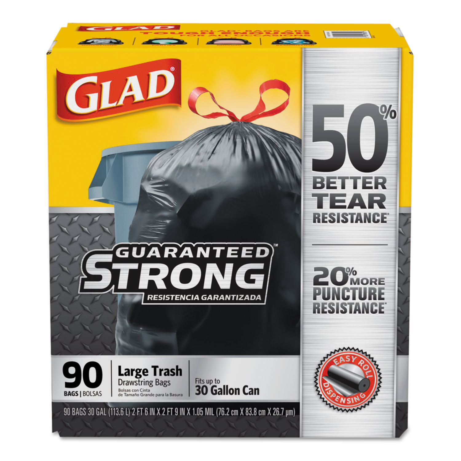 Home Select Trash Bags, 2-Ply Strength, Drawstring, Black, Large, 30 Gallon - 6 bags