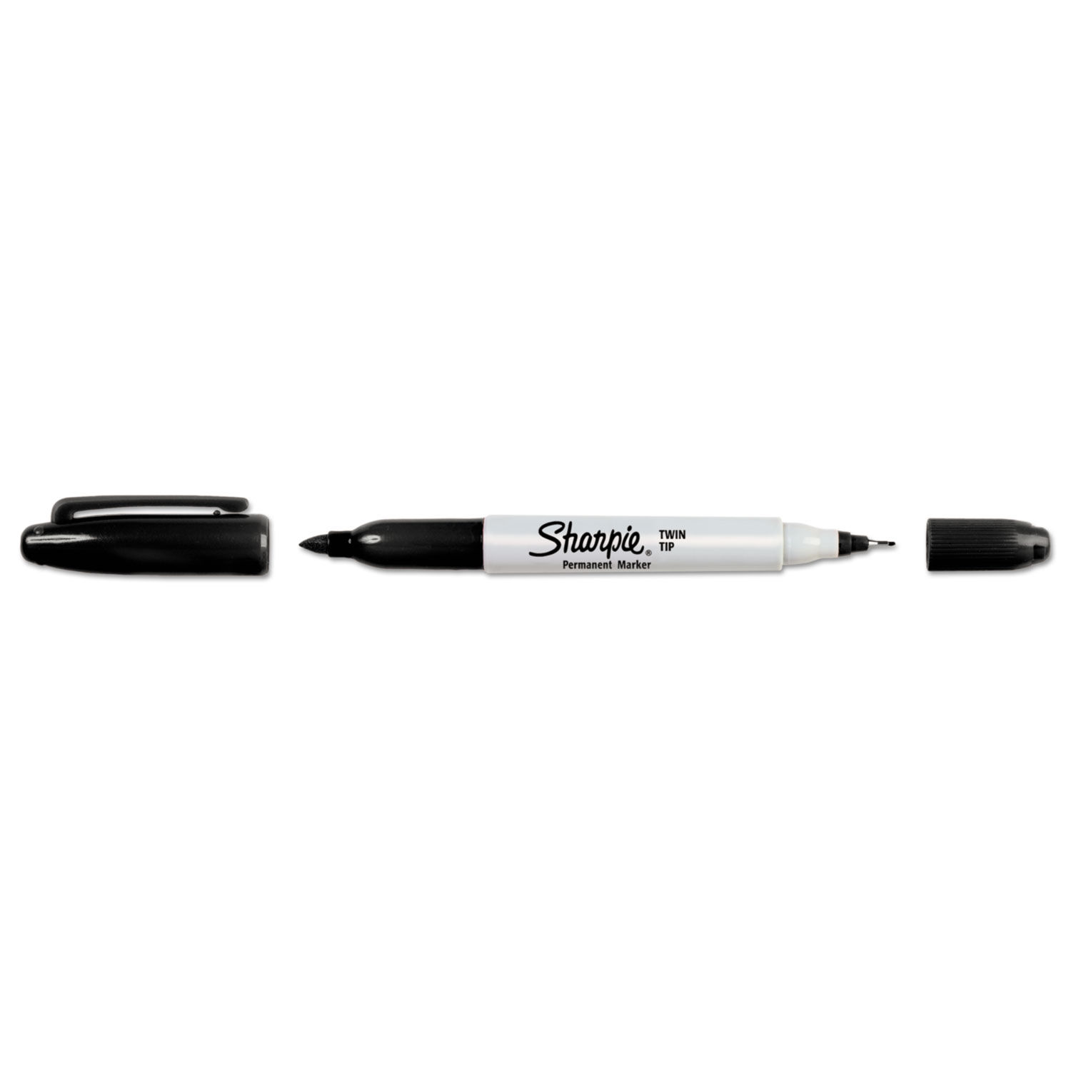 Sharpie 32001 Twin-Tip Black Fine and Ultra-Fine Point Permanent Marker -  12/Pack