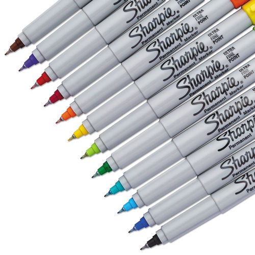  SHARPIE Permanent Markers, Ultra Fine Point, Assorted Colors,  12 Count : Office Products
