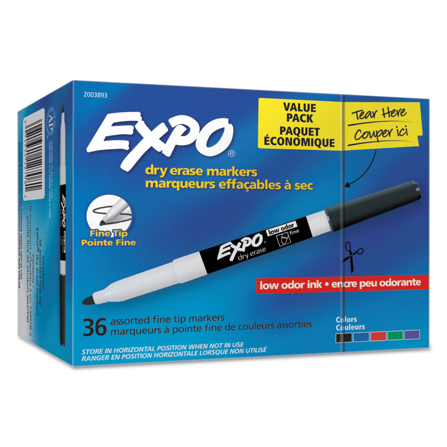 EXPO Low Odor Ultra Fine Tip Dry Erase Markers Assorted Colors Pack Of 36 -  Office Depot