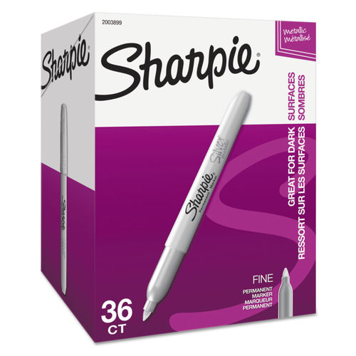 Sharpie Metallic Permanent Markers Fine Point Metallic Silver Pack Of 36 -  Office Depot