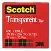 MMM600341296 - Transparent Tape, 1" Core, 0.75" x 36 yds, Transparent