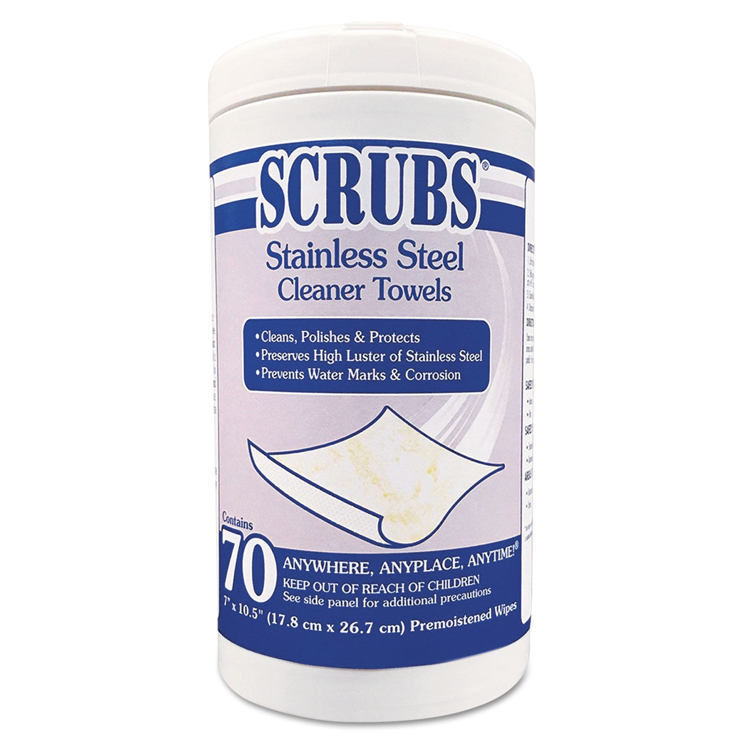 Scrubs Stainless Steel Cleaner Towels, 30-canister, 6 Canisters-carton