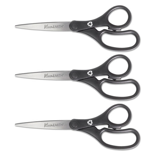 KleenEarth Scissors, 8 Long, 3.25 Cut Length, Black Straight Handles,  2/Pack