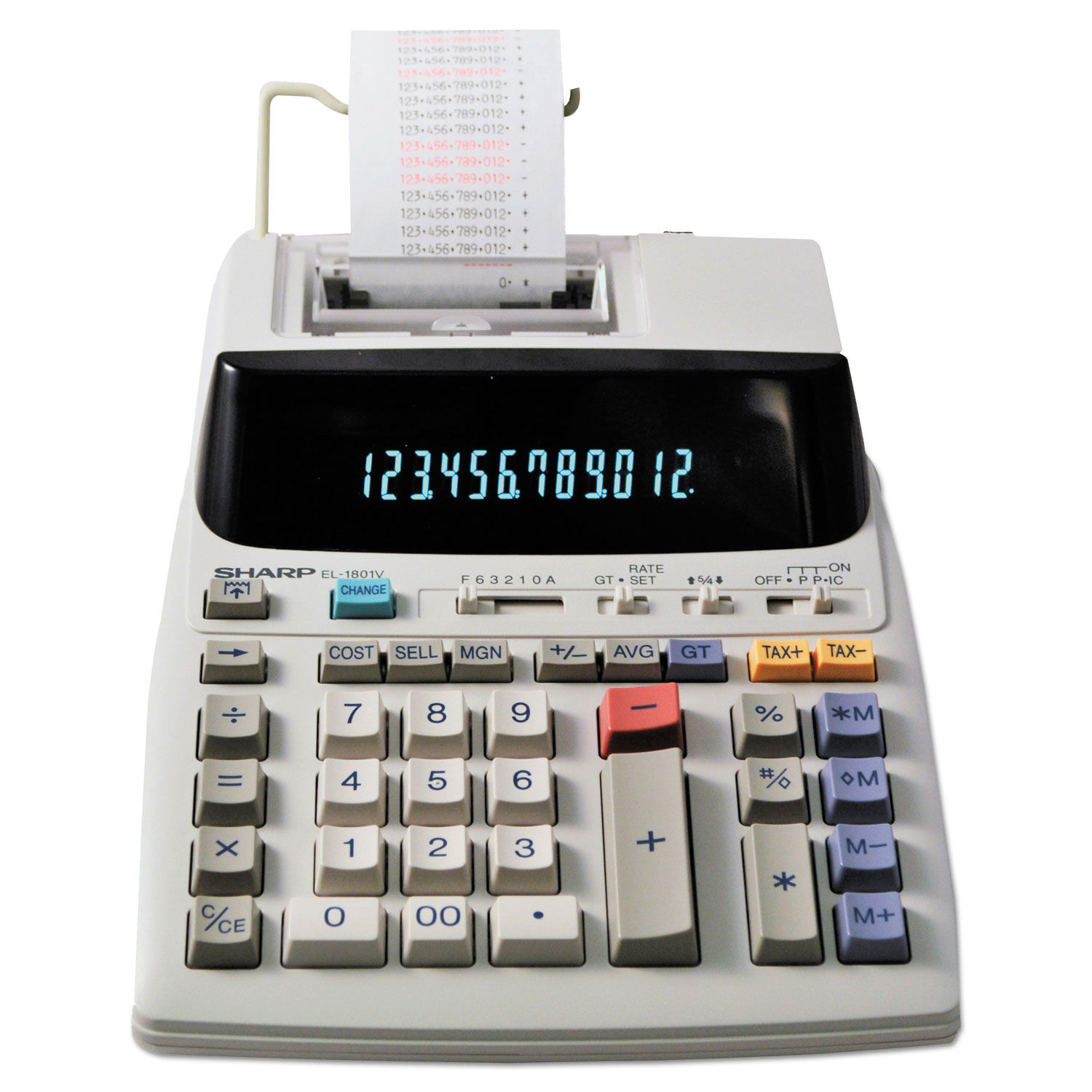 Sharp EL1801V Heavy Duty 2-Color Printing Calculator with Clock and Calendar Bundle 7 Items 