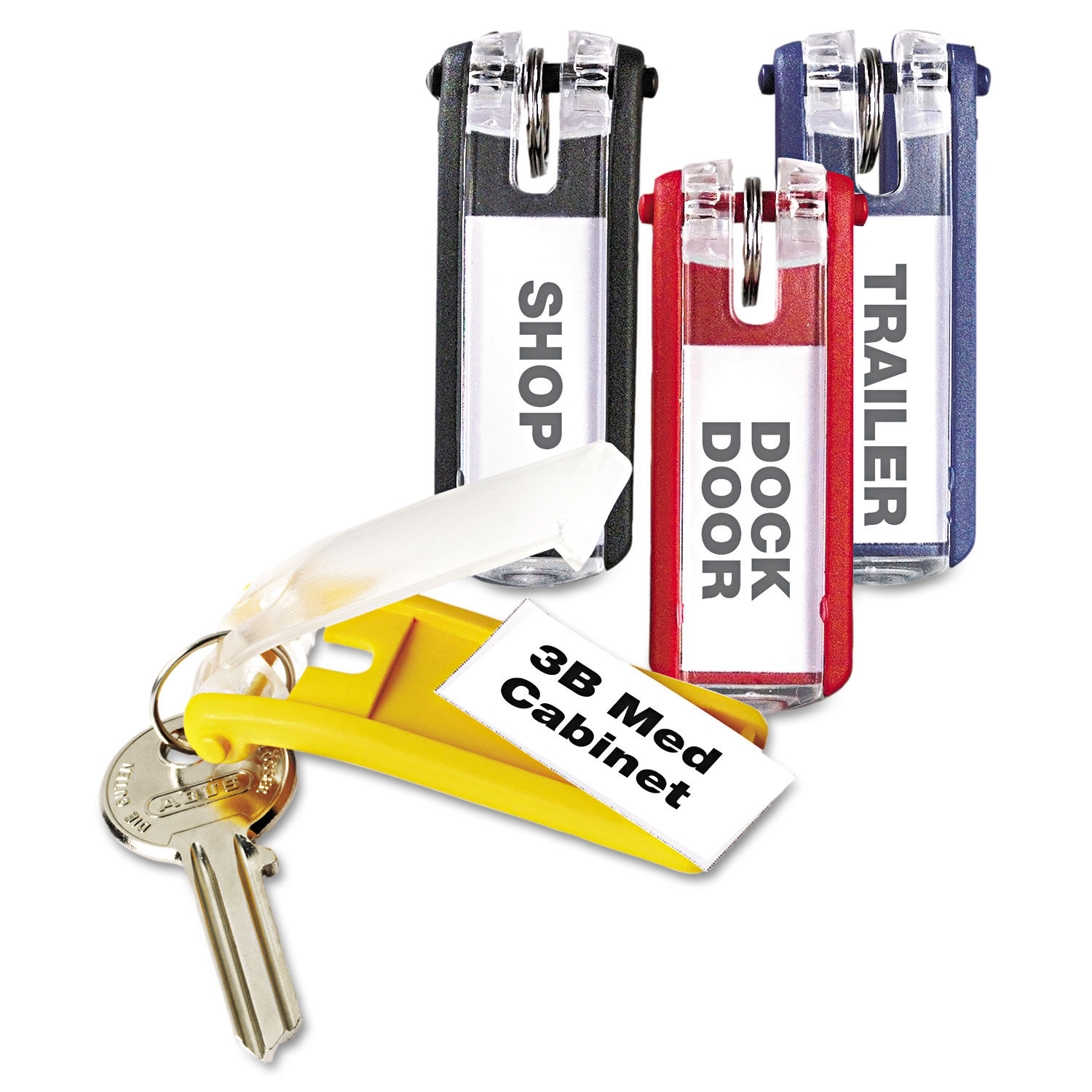Multi Colour Key Cabinet SAFE 50 Tags KEYS KEYRINGS BLANKS FOR WRITING WITH RING 
