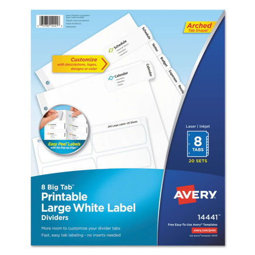 Big Tab Printable Large White Label Tab Dividers By Avery Ave14441 Ontimesupplies Com